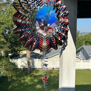 12in stainless steal flying eagle wind spinner and tail.